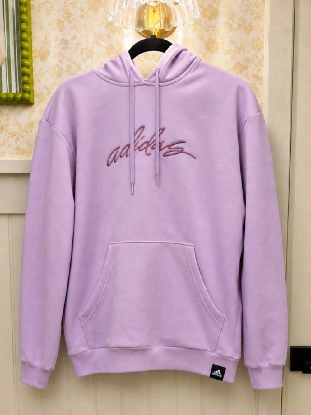 Adidas Purple Lilac Embroidered Script Hoodie XL